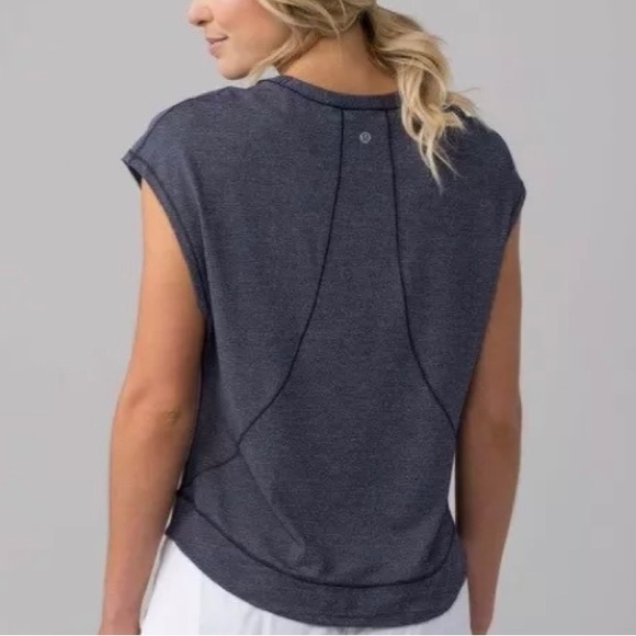 LULULEMON PACE PERFECT SHORT SLEEVE TEE HEATHERED.SIZE 10 - Picture 2 of 8